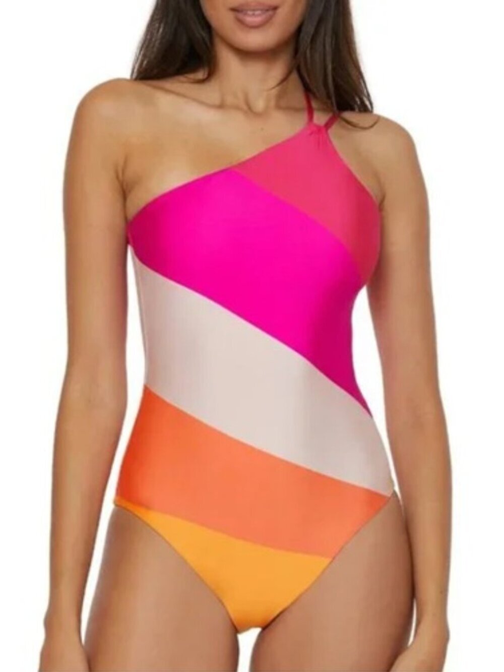 NWT Trina Turk One Shoulder One Piece Swimsuit Sunburst Sz 6